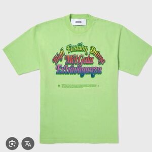 Christopher John Rogers x The Met Neon Green Rainbow Graphic Tee size large